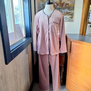New York Jones Velour Satin Trimmed Pajama Set, Medium, CA#37284